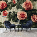 Papier peint floral vintage avec roses éclatantes pour salon élégant