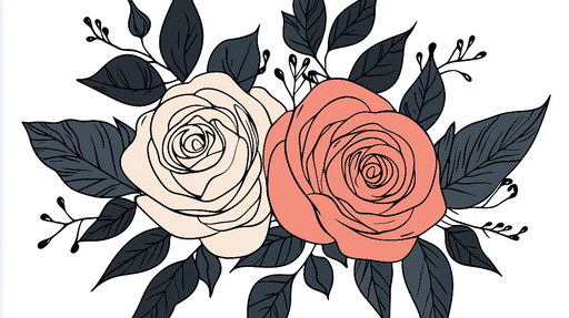 Papier peint roses élégantes Roses claires et corail avec feuillage luxuriant