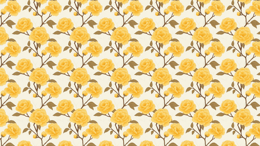 Papier peint roses jaunes Motifs floraux délicats sur fond crème