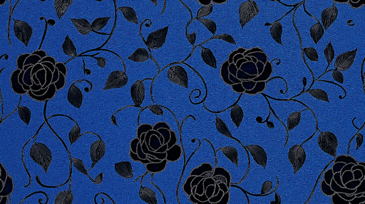 Papier peint roses noires Motif floral élégant sur fond bleu