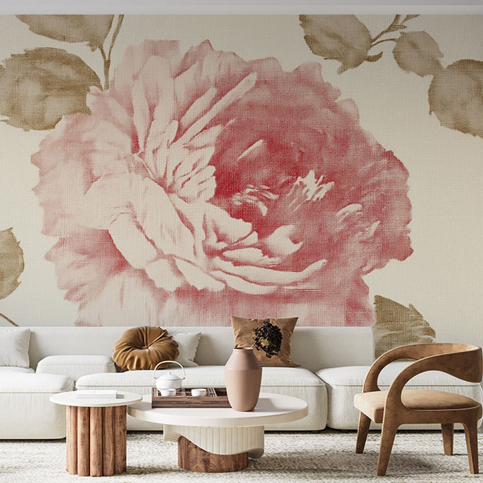 Papier peint roses pastel | Grandes fleurs roses sur fond clair