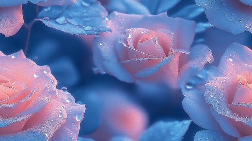 Papier peint roses pastel Roses délicates avec gouttes d'eau