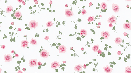 Papier peint roses pink Douces roses sur fond blanc