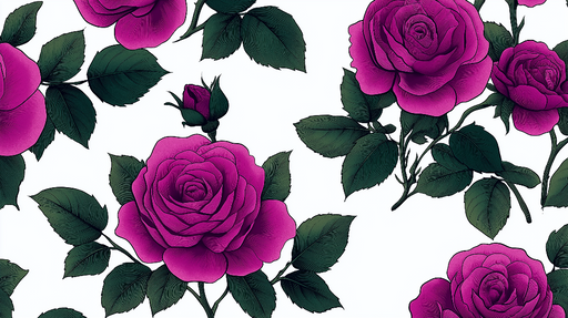 Papier peint roses pourpres Illustrations élégantes sur fond blanc