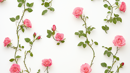 Papier peint roses roses Fleurs délicates et feuillage luxuriant