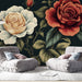 Papier peint vintage avec roses élégantes pour salon classique et chic