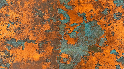 Papier peint rouille Design texturé aux nuances d'orange et bleu-vert