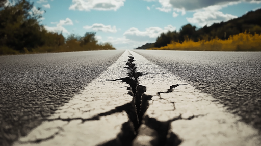 Papier peint route fissurée Design de route texturé avec des craquelures dramatiques