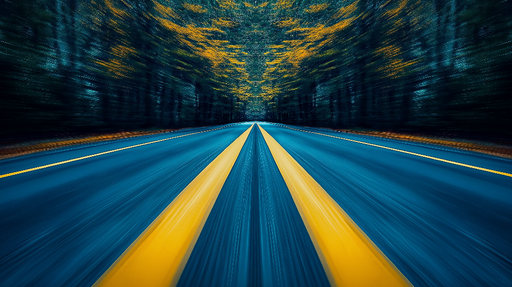 Papier peint route Route sinueuse entourée d'arbres aux couleurs vibrantes