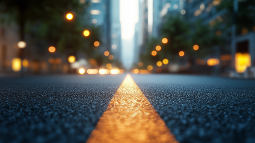 Papier peint route urbaine Perspective d'une route illuminée dans une ville moderne