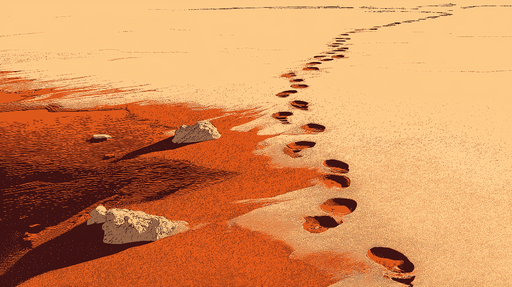Papier peint sable et empreintes Motif de pas sur une plage désertique