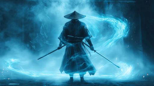Papier peint samouraï mystique Guerrier entouré d'une aura de pouvoir