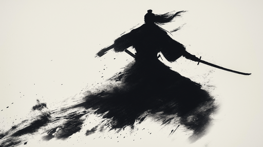 Papier peint samourai Vitesse sabre a la main