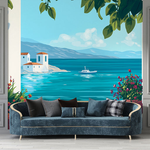 Sticker Porte Bord De Mer - Autocollant Décoratif Plage Méditerranée 80x210 Cm - Amovible, PVC - Pour Chambre, Salon - 8