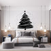 Papier peint élégant avec motif de sapin de Noël stylisé en noir pour chambre moderne