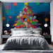Papier peint sapin de Noël coloré avec bulles lumineuses et étoile dorée pour chambre moderne