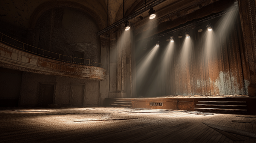 Papier peint scène de théâtre Ambiance vintage avec éclairage théâtral