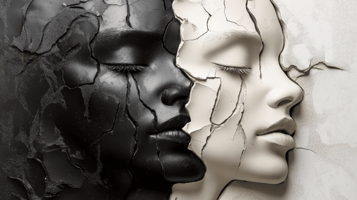 Papier peint sculpture Deux visages noir et blanc