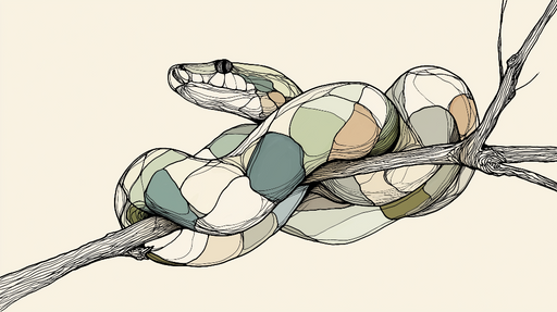 Papier peint serpent coloré Design moderne de serpent stylisé sur une branche