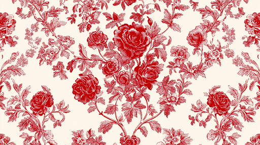 Papier peint shabby chic Élégant motif floral rouge et crème
