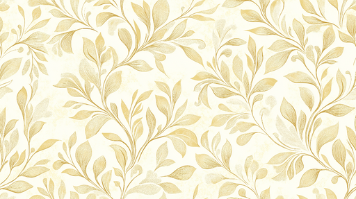 Papier peint shabby chic Élégantes feuilles dorées sur fond crème