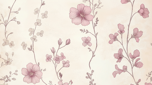 Papier peint shabby chic Élégantes fleurs roses et tiges délicates
