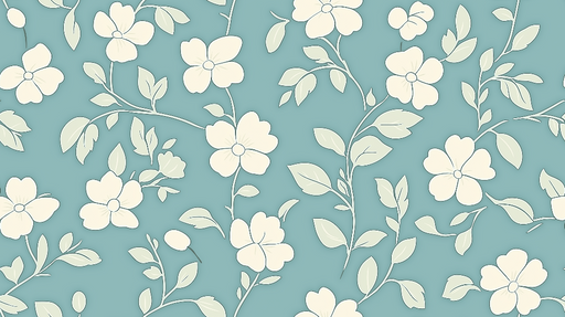 Papier peint shabby chic Fleur blanche sur fond bleu apaisant