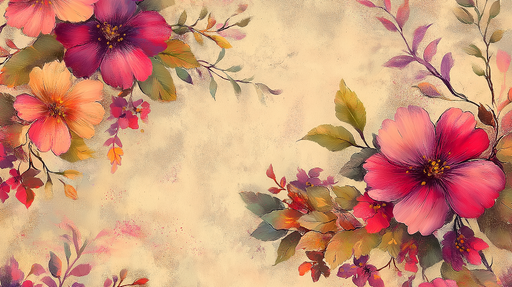 Papier peint shabby chic Fleurs éclatantes avec fond doux