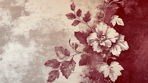 Papier peint shabby chic Grande fleur blanche sur fond dégradé rouge et beige