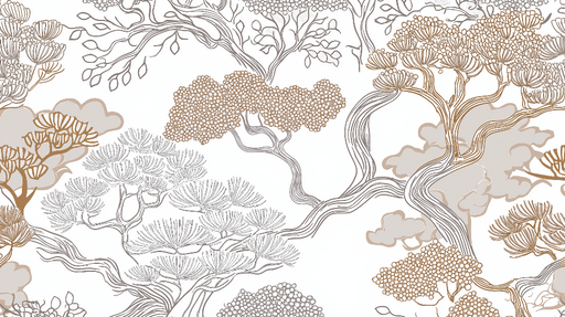 Papier peint shabby chic Motif de branches et de feuillages en tons neutres