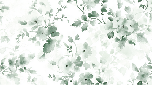 Papier peint shabby chic Motif floral aquarelle vert émeraude