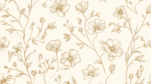 Papier peint shabby chic Motif floral délicat en doré sur fond crème