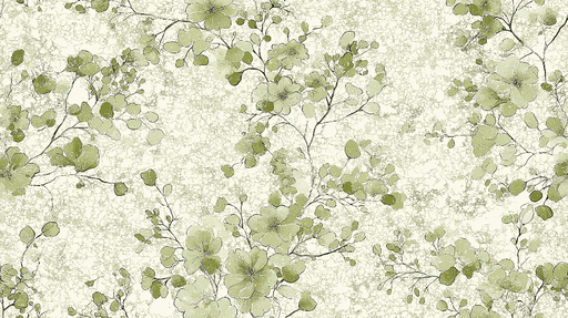 Papier peint shabby chic Motif floral délicat en nuances de vert