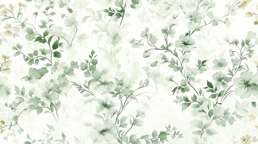 Papier peint shabby chic Motif floral délicat tout en nuances de vert