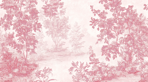 Papier peint shabby chic Paysage florale en rose pâle