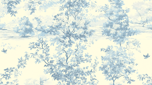 Papier peint shabby chic Paysage printanier en bleu et crème