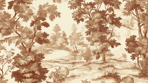 Papier peint shabby chic Scène naturelle en nuances de brun