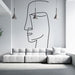 Papier peint minimaliste avec silhouette de visage en ligne pour salon moderne et épuré
