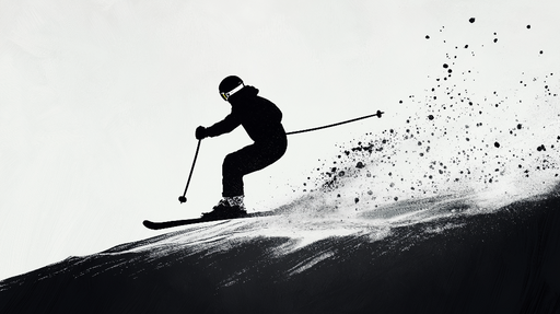 Papier peint ski Dessin monochrome noir et blanc
