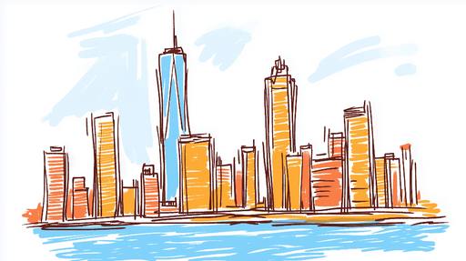 Papier peint skyline de New York Illustration colorée et contemporaine de la ville emblématique