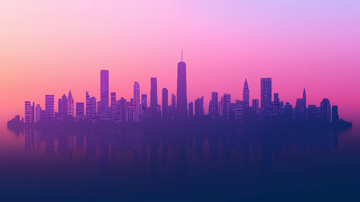 Papier peint skyline de New York Silhouette moderne au crépuscule