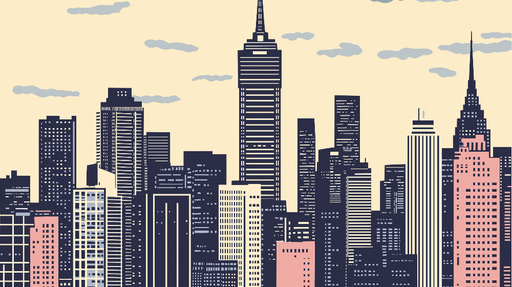 Papier peint skyline de New York Silhouettes graphiques des gratte-ciels de la ville