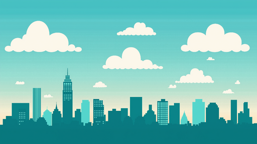 Papier peint skyline de New York Silhouettes stylisées des gratte-ciel sous un ciel bleu clair