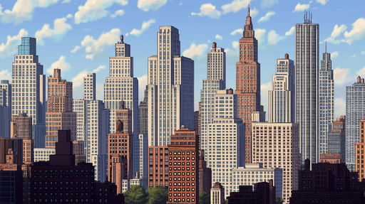 Papier peint skyline de New York Vue illustrée des gratte-ciels emblématiques de la ville