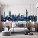 Papier peint skyline bleu avec silhouette de Londres pour décoration murale de chambre moderne