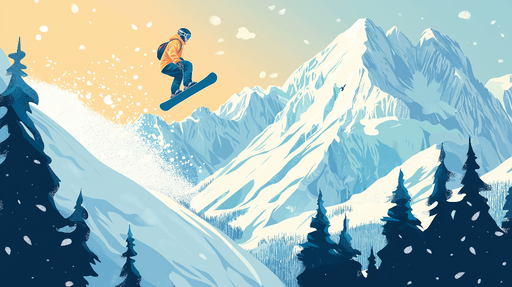 Papier peint snowboard Un aventurier glissant sur des pistes enneigées