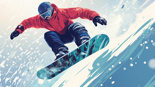 Papier peint snowboard Un passionné dévalant les pistes enneigées