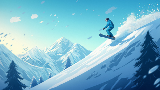 Papier peint snowboard Un snowboardeur vibrant sur une montagne enneigée