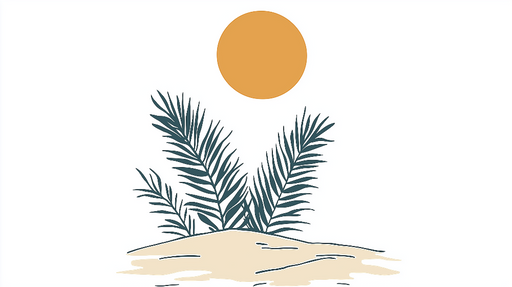 Papier peint soleil et plantes Design minimaliste et tropical