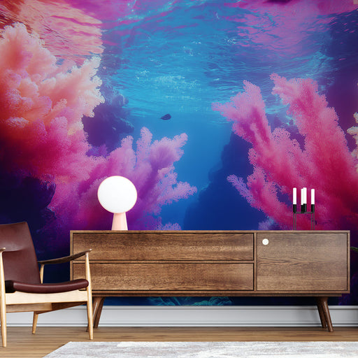 Papier peint sous-marin avec coraux colorés pour décoration murale vibrante et moderne